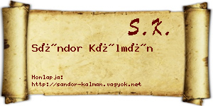 Sándor Kálmán névjegykártya