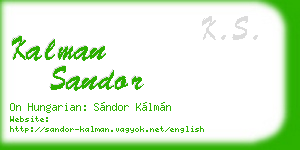 kalman sandor business card